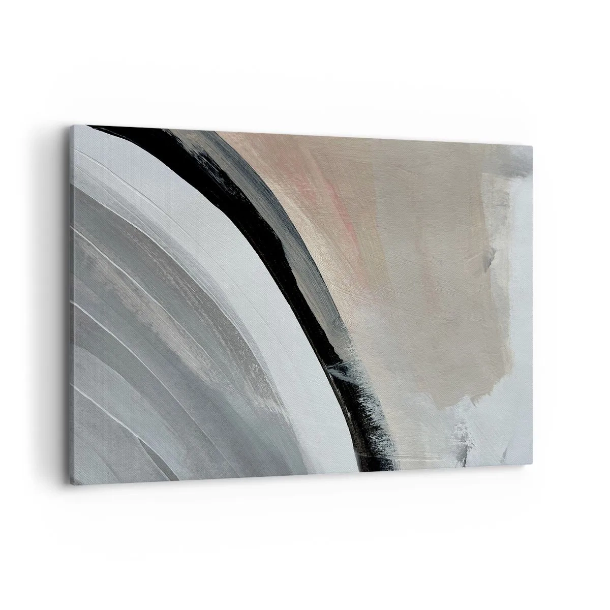 Cuadro sobre lienzo - Impresión de Imagen - Arco abstracto en tonos negro, gris y beige. - 100x70cm - Composición: un arco negro y gris - Decoración de pared moderna para salón y dormitorio ARTTOR