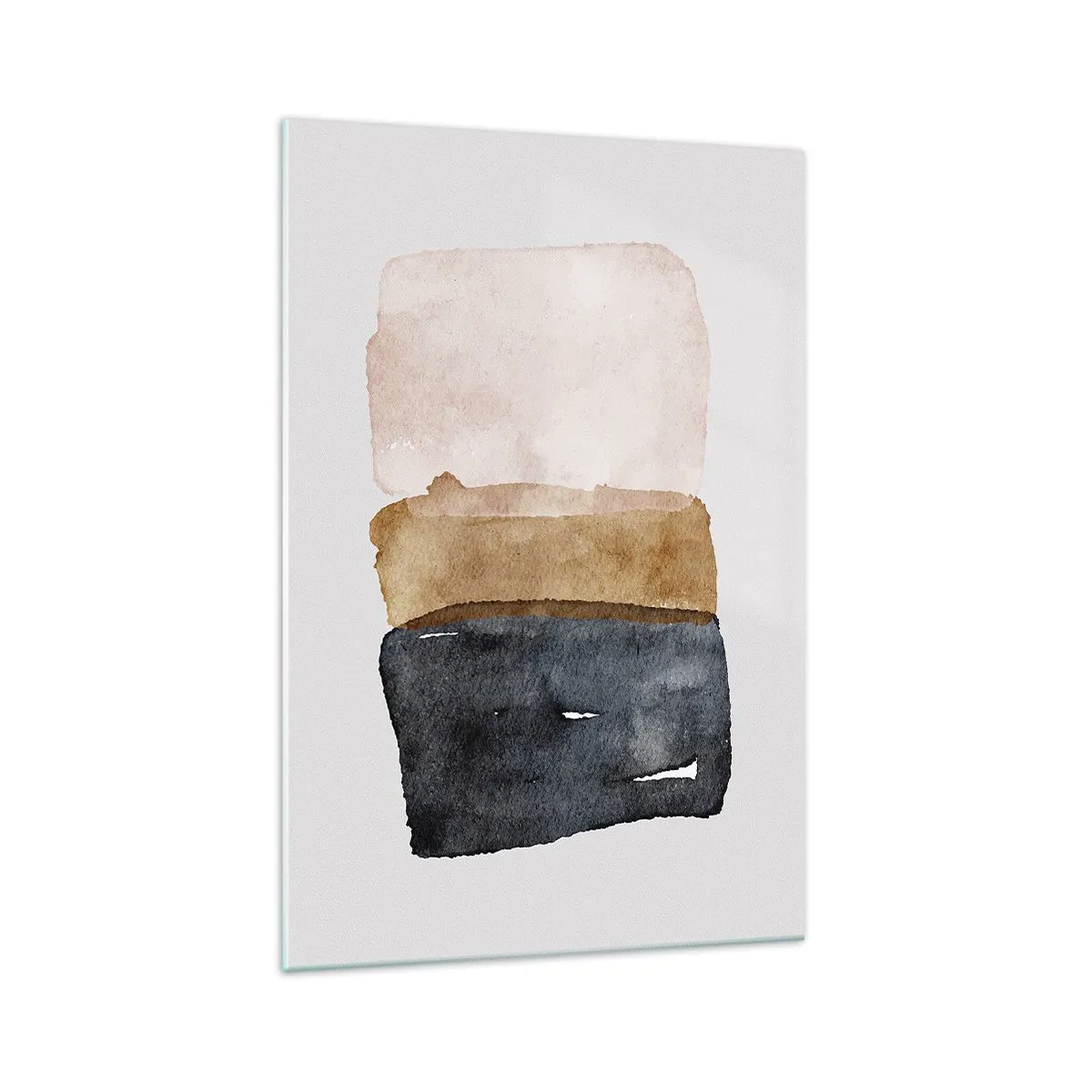 Cuadro sobre vidrio - Impresiones sobre Vidrio - Una composición minimalista de tres rectángulos en tonos tierra. - 70x100cm - Una composición de colores tierra - Decoración de pared moderna para salón y dormitorio ARTTOR