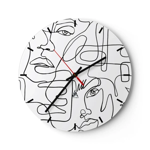 Reloj de pared - Reloj de vidrio - Entre emociones enredadas - 40x40 cm