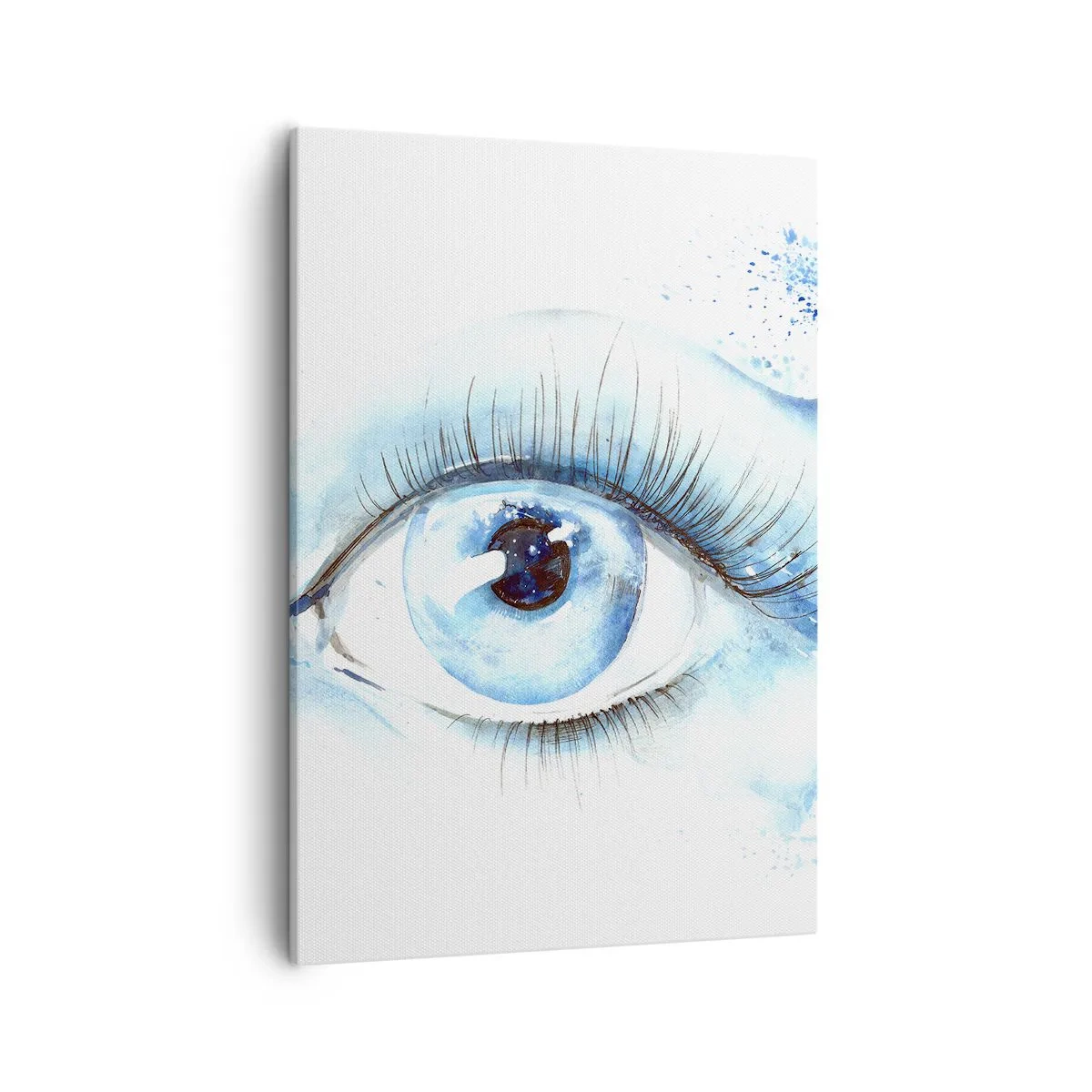 Cuadro sobre lienzo - Impresión de Imagen - Acuarela artística de un ojo con una onda dinámica. - 50x70cm - Sumérgete en el azul de tu mirada - Decoración de pared moderna para salón y dormitorio ARTTOR