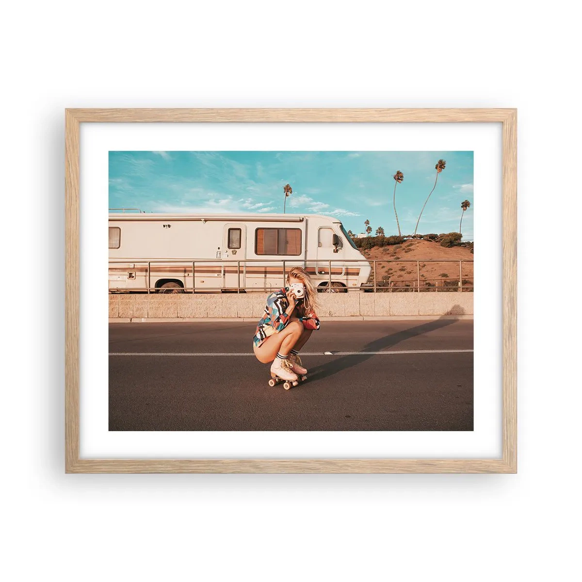 Póster en marco roble claro - ¡Sonrían, por favor! - 50x40 cm