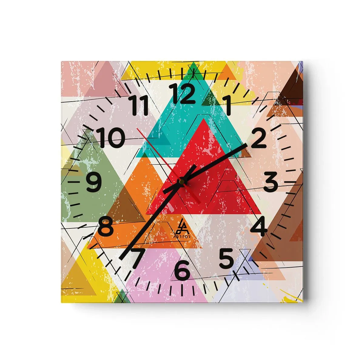 Reloj de pared - Reloj de vidrio - De tres en tres - 40x40 cm