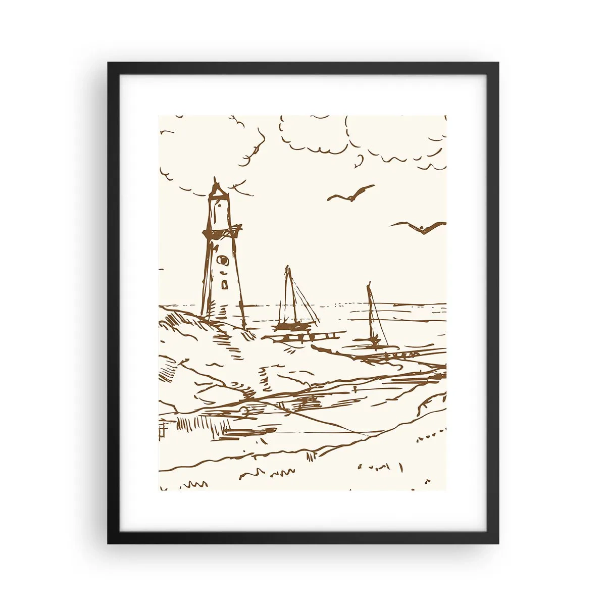 Póster en marco negro - Un esbozo de un recuerdo de verano - 40x50 cm