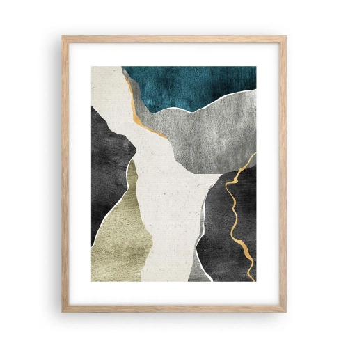 Póster en marco roble claro - Composición en mosaico con una hebra de oro - 40x50 cm