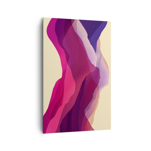 Cuadro sobre lienzo - Impresión de Imagen - Ondas abstractas en tonos morados y rosas sobre un fondo claro. - 80x120cm - Ondas púrpuras - Decoración de pared moderna para salón y dormitorio ARTTOR