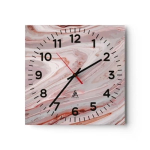 Reloj de pared - Reloj de vidrio - Rosa líquido - 30x30 cm
