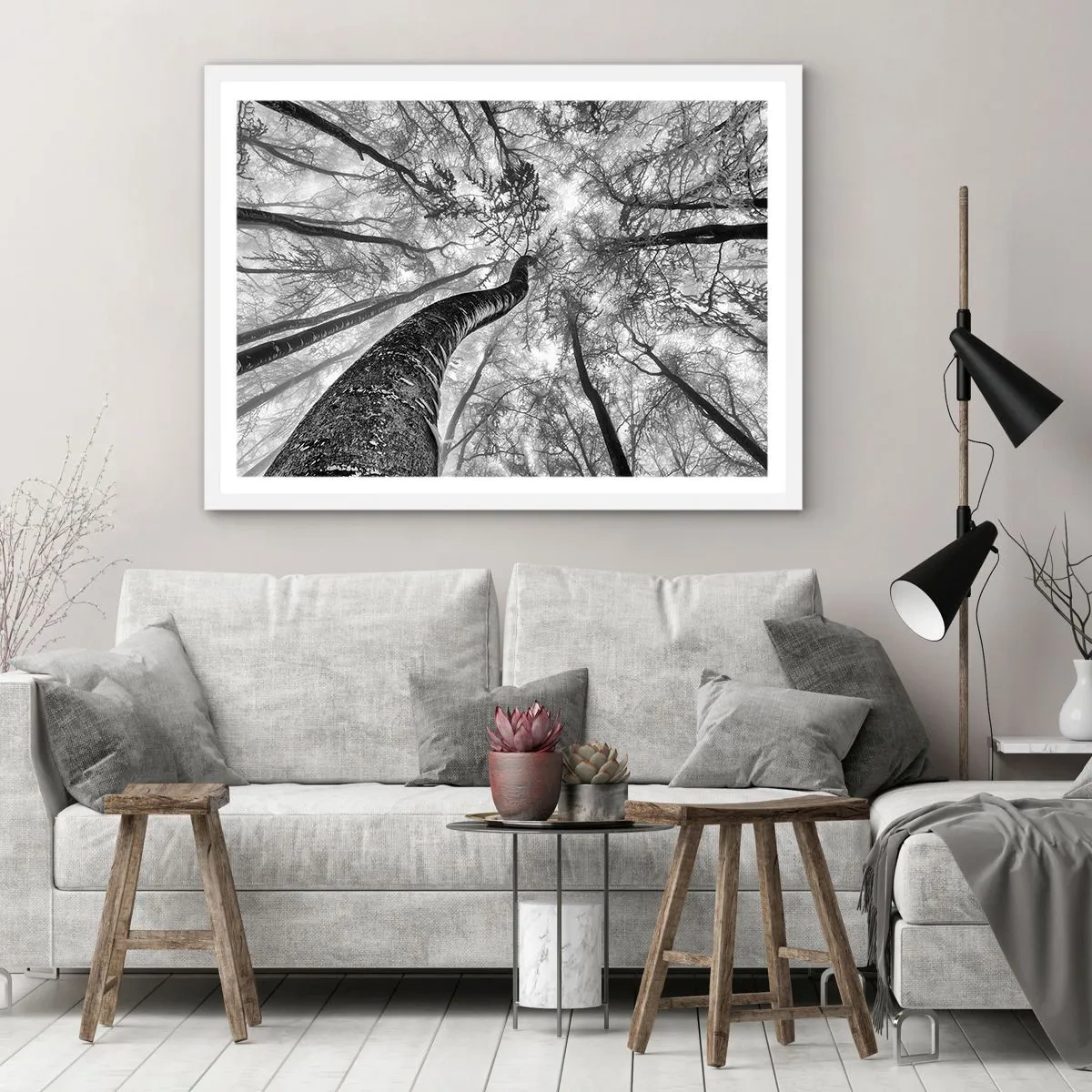 Póster en marco blanco - Carrera hacia la luz - 50x40 cm