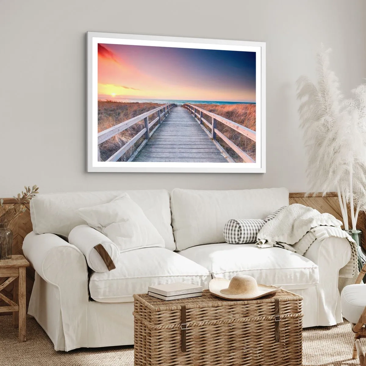 Póster en marco blanco - Aurora vespertina del Báltico - 100x70 cm