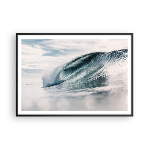 Póster en marco negro - Una ola del mar capturada en un momento dinámico contra el cielo. - 100x70cm - La cima del océano - Decoración de pared moderna para salón y dormitorio ARTTOR