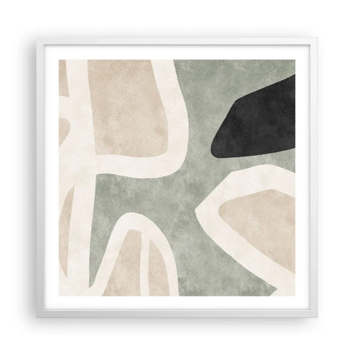 Póster en marco blanco - Composición con un toque negro - 60x60 cm
