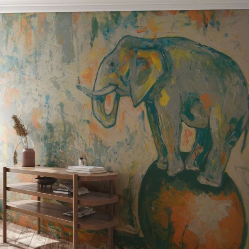 Fotomural Premium Sand - ¡Viva el circo! - Abstracción, Elefante, Circo - 200x140 cm