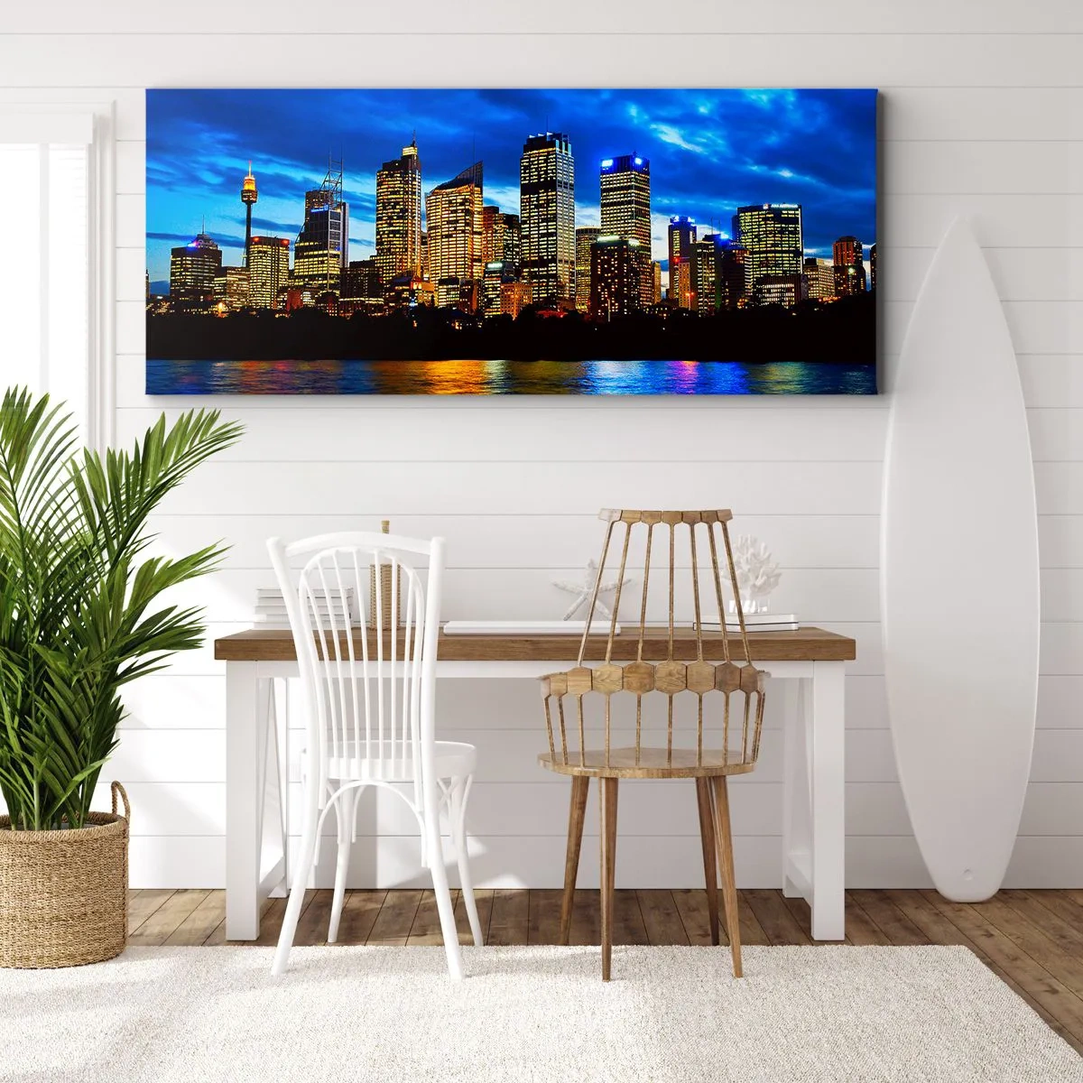Cuadro sobre lienzo - Impresión de Imagen - Noche de luces y colores - 100x40 cm