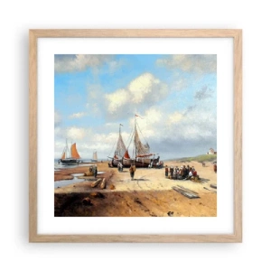 Póster en marco roble claro - Después de una pesca exitosa - 40x40 cm