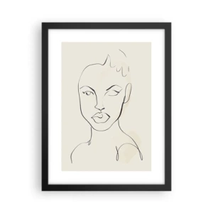 Póster en marco negro - Un esbozo de sensualidad - 30x40 cm