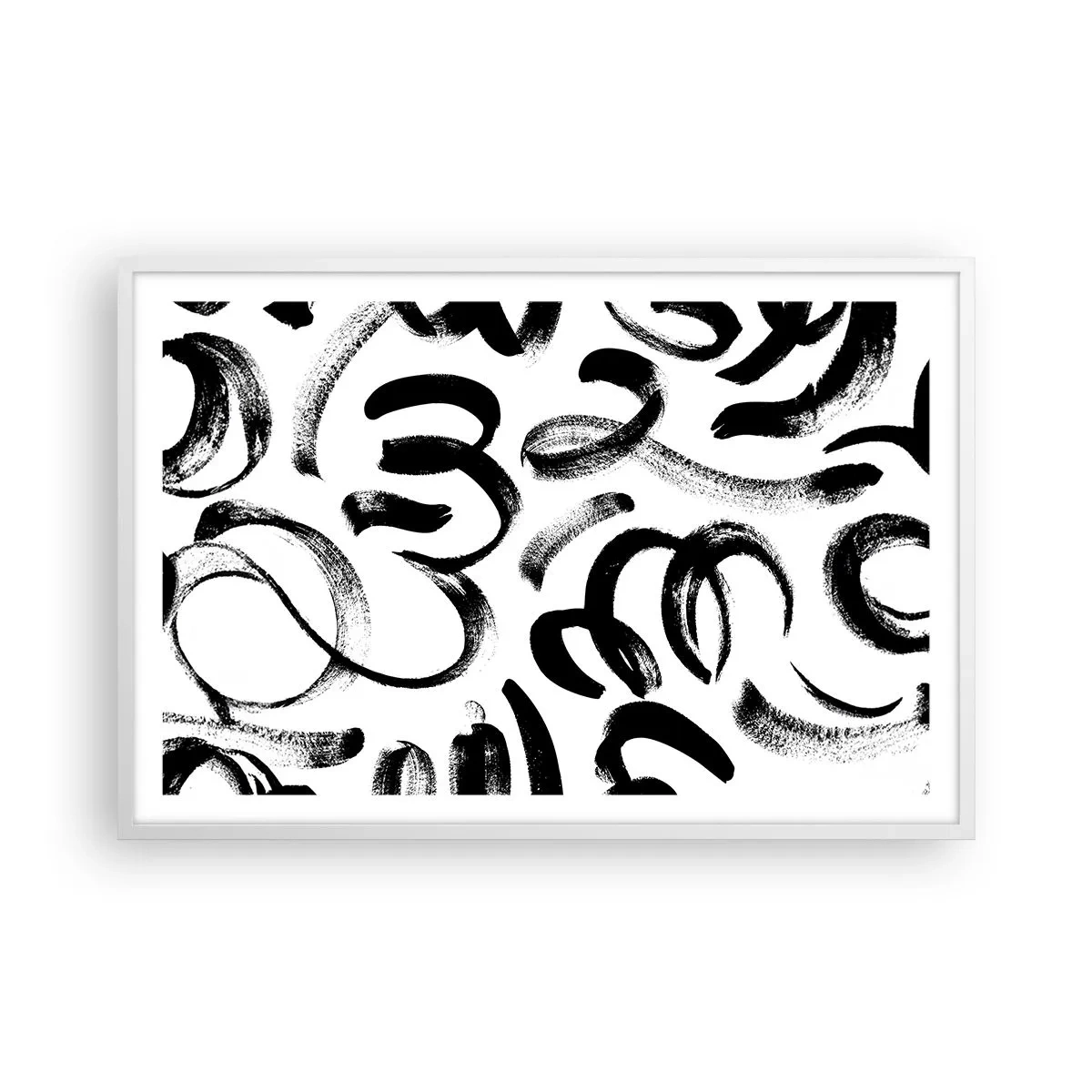 Póster en marco blanco - Negro sobre blanco - 91x61 cm