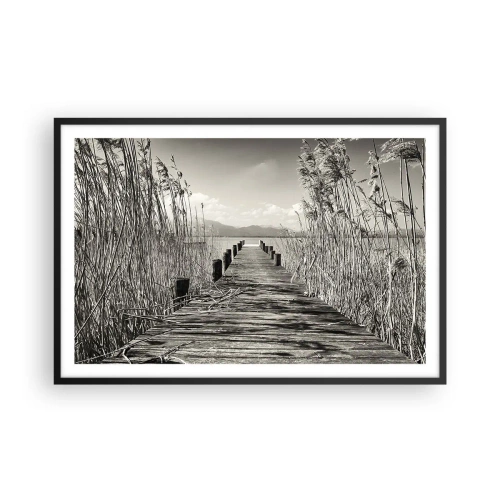 Póster en marco negro - En la quietud de los juncos - 91x61 cm