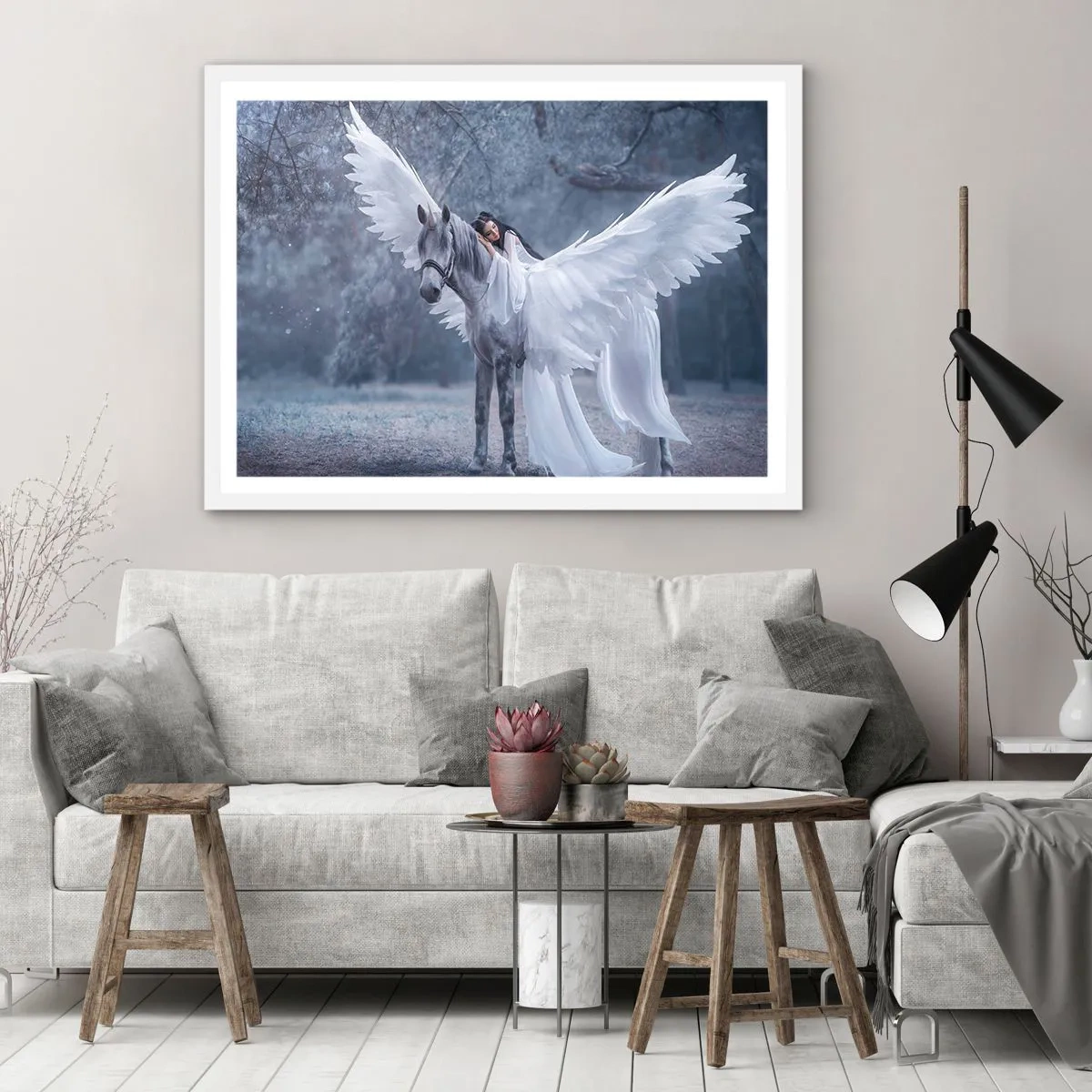 Póster en marco blanco - Un momento de inspiración - 91x61 cm