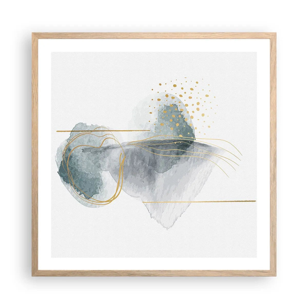 Póster en marco roble claro - Sobre la relación entre el gris y el oro - 60x60 cm