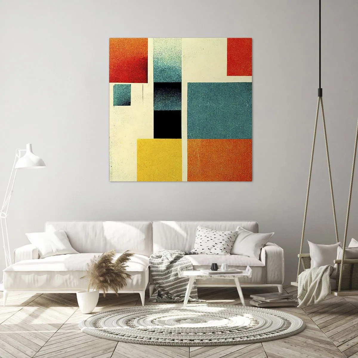 Cuadro sobre lienzo - Impresión de Imagen - Abstracción geométrica - buena energía - 30x30 cm