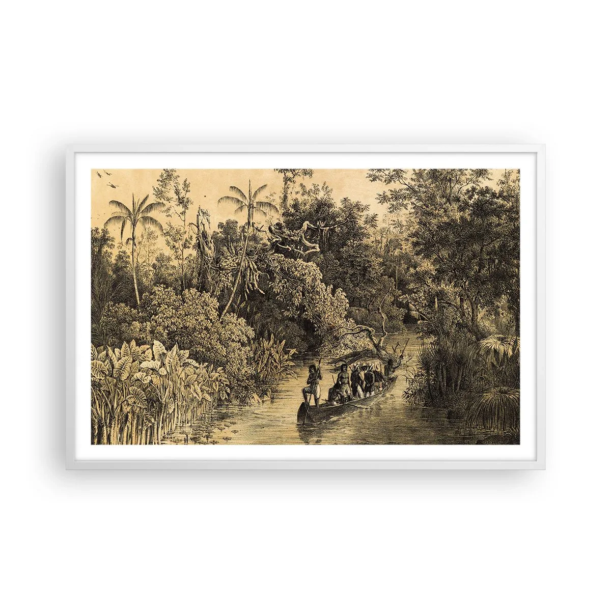 Póster en marco blanco - Expedición a la fuente - 91x61 cm
