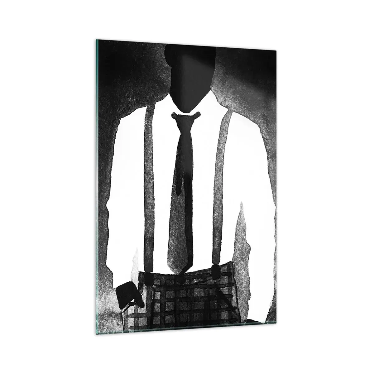 Cuadro sobre vidrio - Impresiones sobre Vidrio - Personajes de estilo noir, elegancia en blanco y negro y misterio. - 80x120cm - En un ambiente noir - Decoración de pared moderna para salón y dormitorio ARTTOR