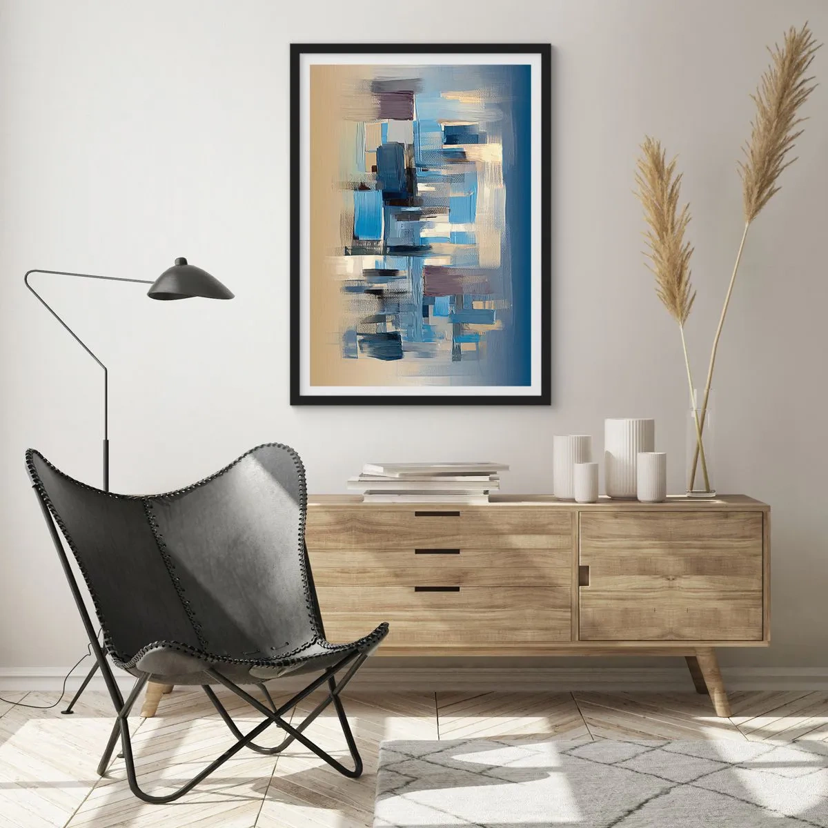 Póster en marco negro - Construcción azul - 61x91 cm