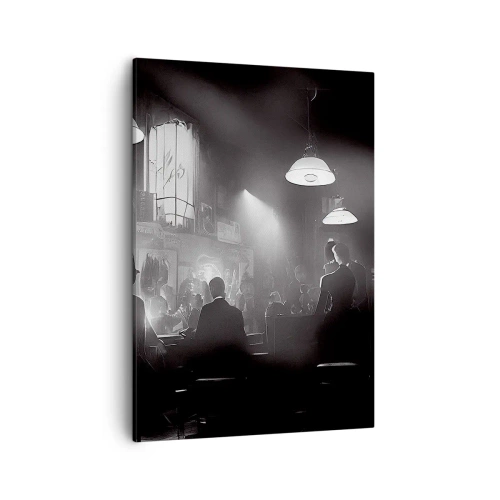 Cuadro sobre lienzo - Impresión de Imagen - Escena de clubes nocturnos de jazz en blanco y negro - 50x70cm - En clave de jazz - Decoración de pared moderna para salón y dormitorio ARTTOR