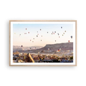 Póster en marco roble claro - Surcando los cielos - 91x61 cm