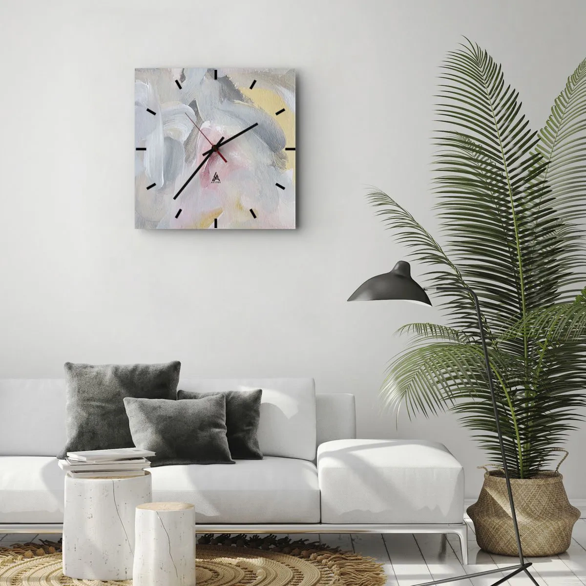 Reloj de pared - Reloj de vidrio - En un mundo de colores pastel - 30x30 cm