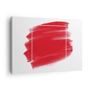 Cuadro sobre lienzo - Impresión de Imagen - Trazo de pincel rojo con borde blanco - 70x50cm - Fuera del marco - Decoración de pared moderna para salón y dormitorio ARTTOR