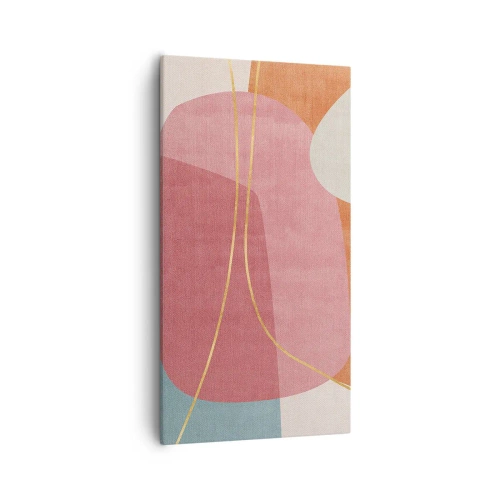 Cuadro sobre lienzo - Impresión de Imagen - Composición en pastel con hilos de oro - 55x100 cm