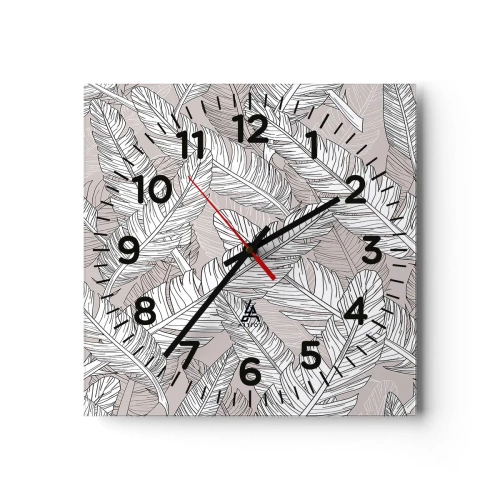 Reloj de pared - Reloj de vidrio - Turbulencias de plumas - 40x40 cm
