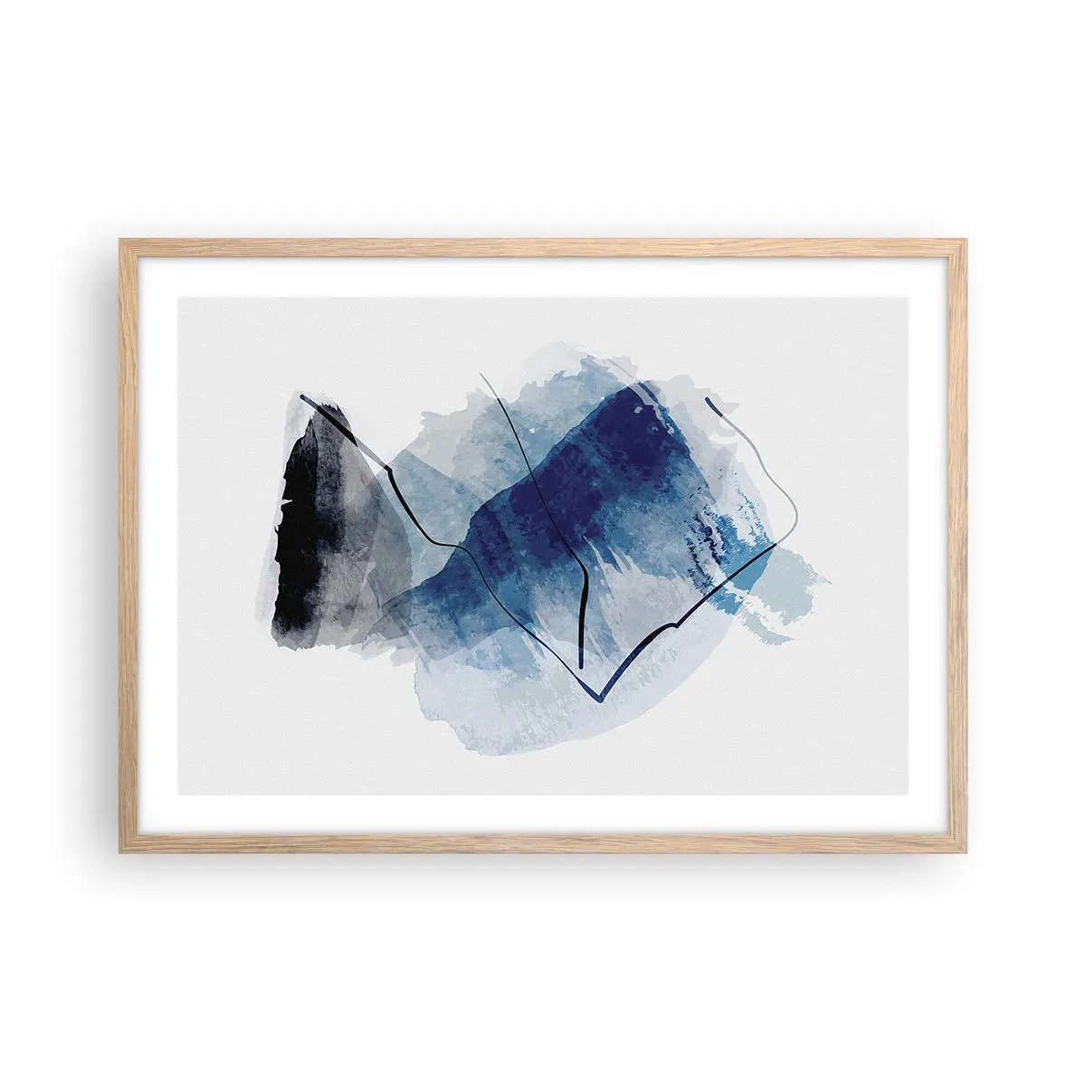 Póster en marco roble claro - Montaña helada - 70x50 cm
