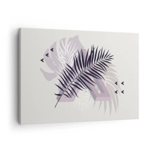 Cuadro sobre lienzo - Impresión de Imagen - Una composición minimalista con hojas y formas geométricas. - 70x50cm - La sombra de una sombra - Decoración de pared moderna para salón y dormitorio ARTTOR