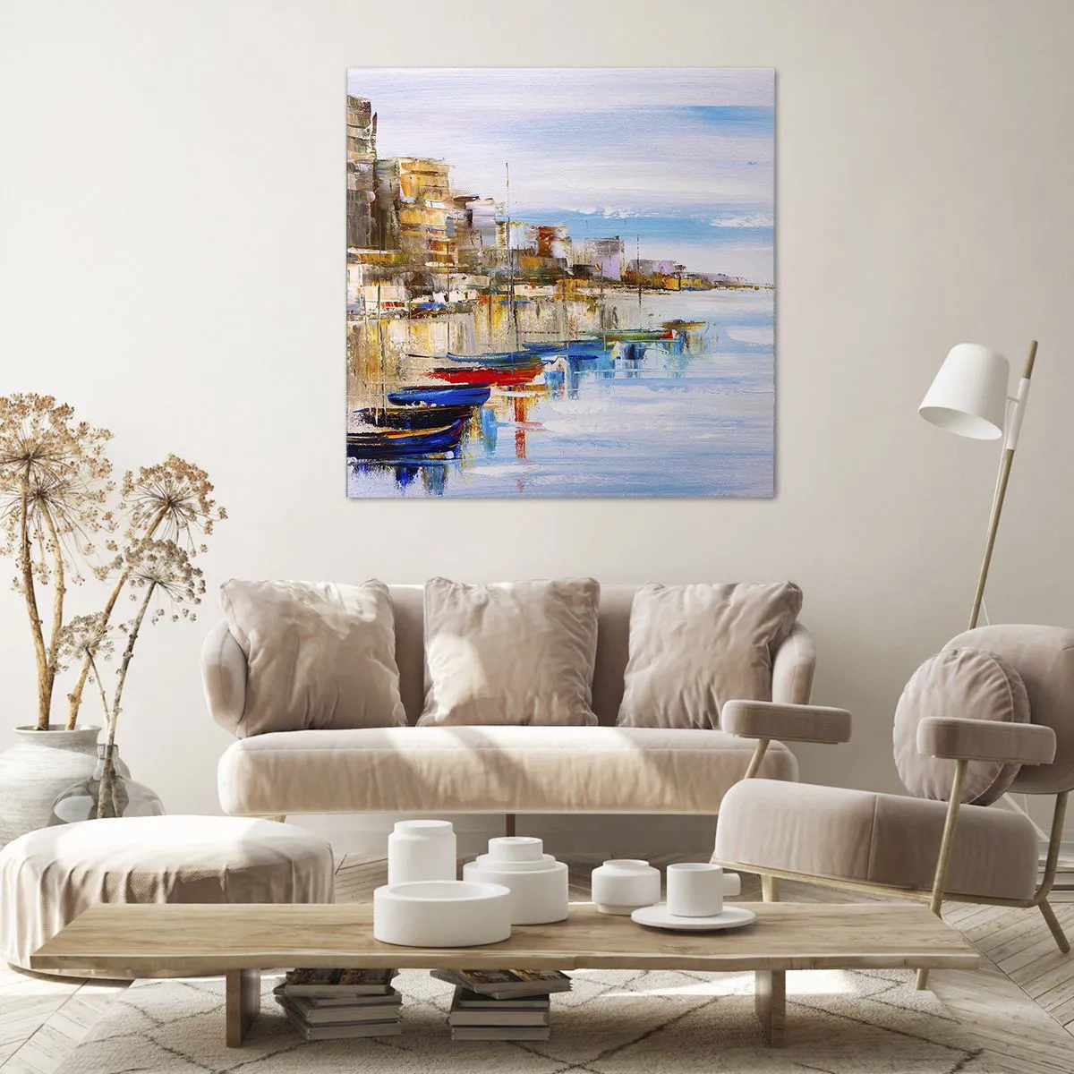 Cuadro sobre lienzo - Impresión de Imagen - Puerto urbano multicolor - 60x60 cm