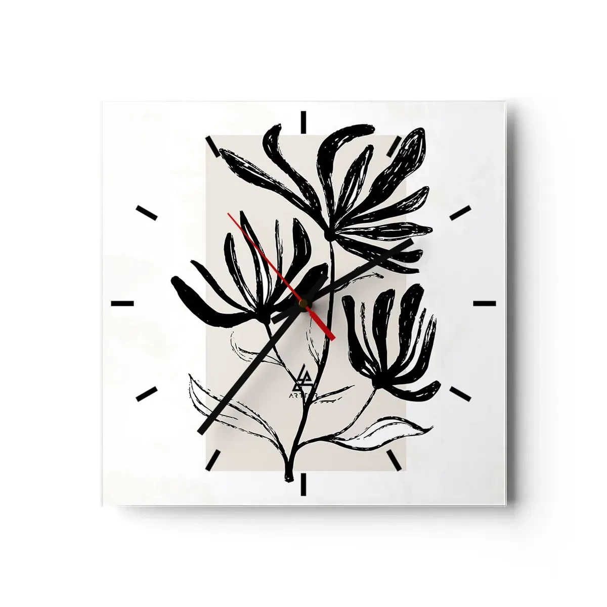 Reloj de pared - Reloj de vidrio - Esbozo para un herbario - 40x40 cm