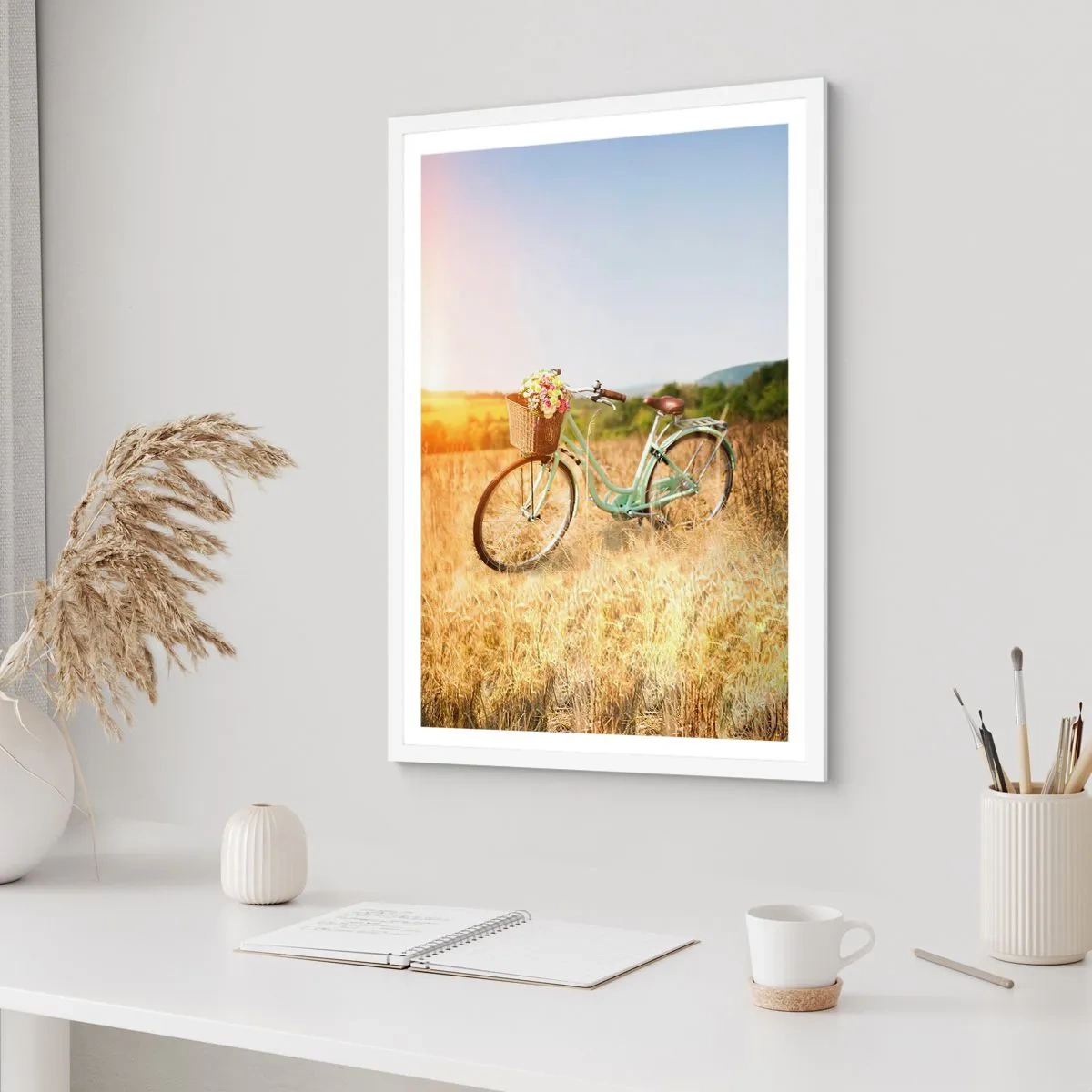 Póster en marco blanco - Me quedaré aquí un tiempo - 61x91 cm