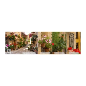 Muestra de fotomural Premium Canvas - En un torrente de flores - Ciudad, Italia, hermosas calles - 100x30 cm