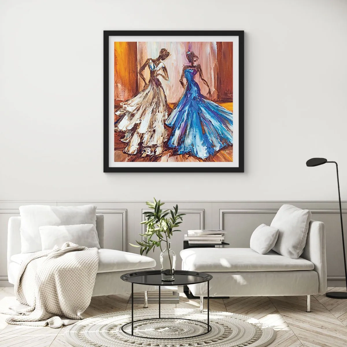 Póster en marco negro - Un elegante dúo - 40x40 cm