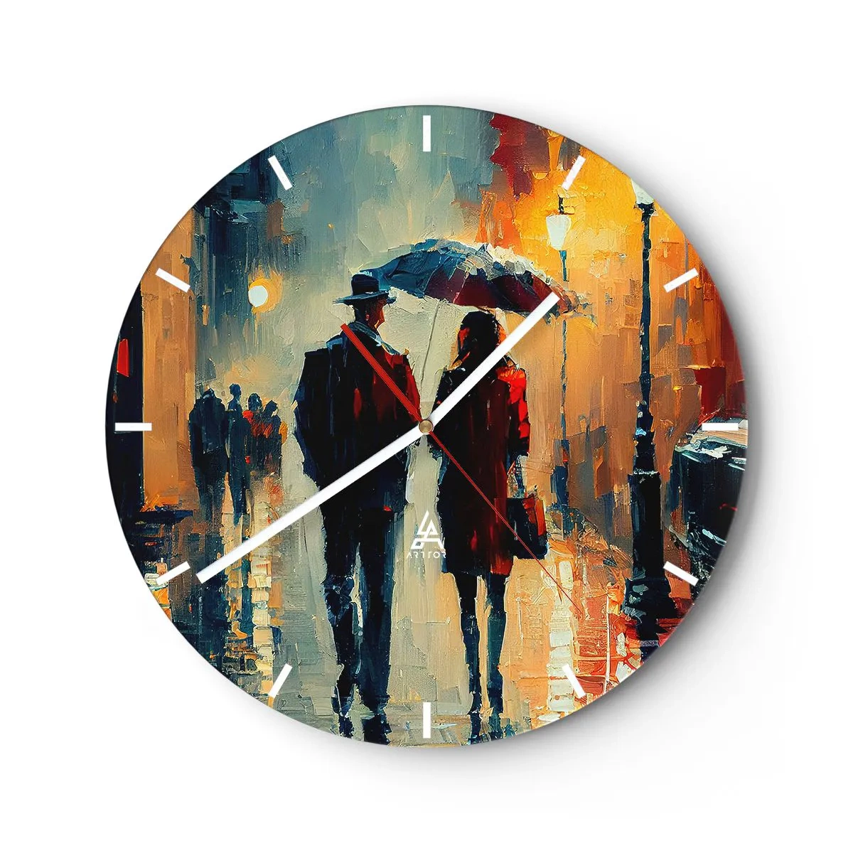 Reloj de pared - Reloj de vidrio - Historia de amor urbana - 40x40 cm