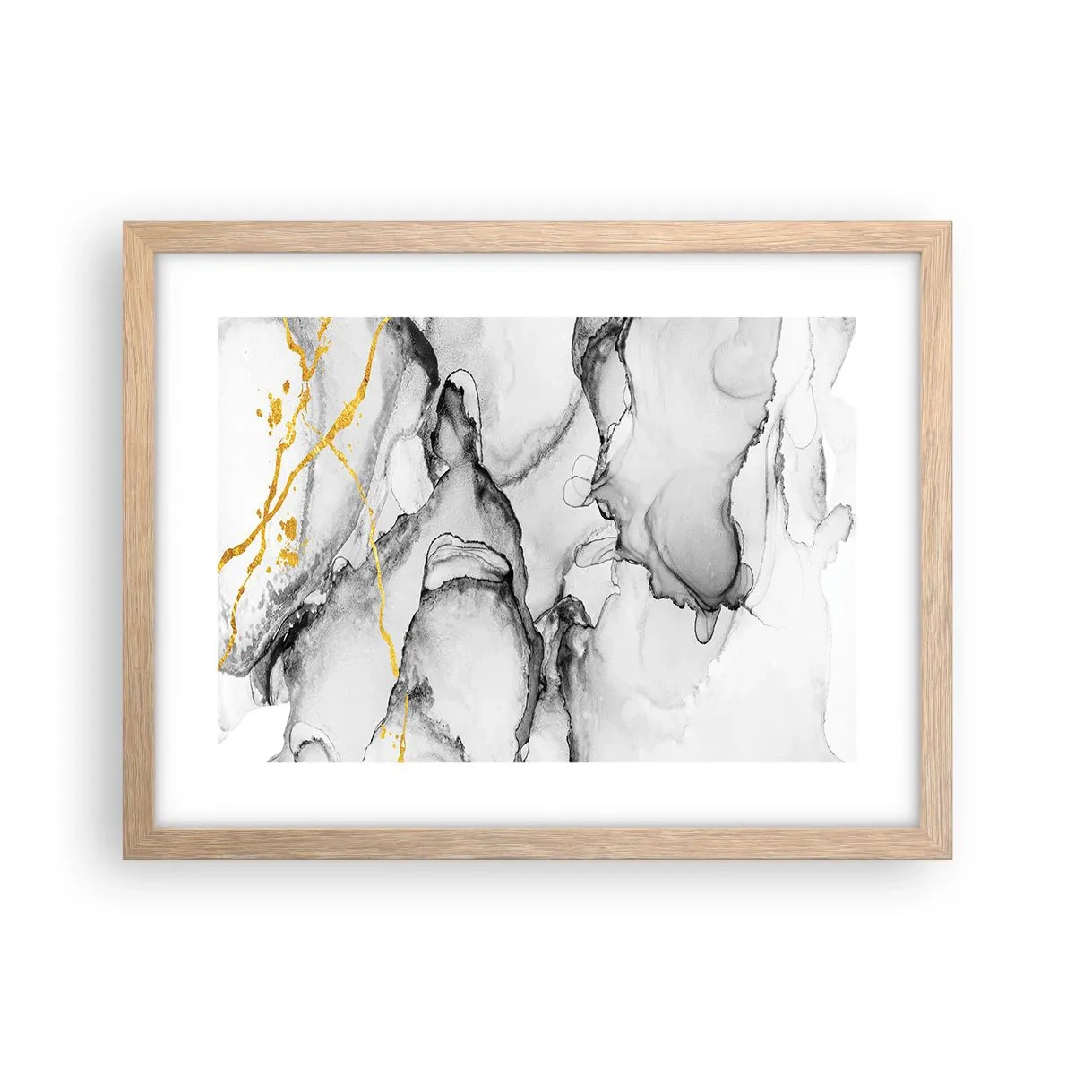 Póster en marco roble claro - Composición con motivo de oro - 40x30 cm