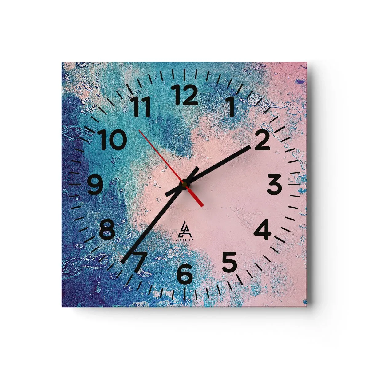 Reloj de pared - Reloj de vidrio - Abrazo azul - 30x30 cm