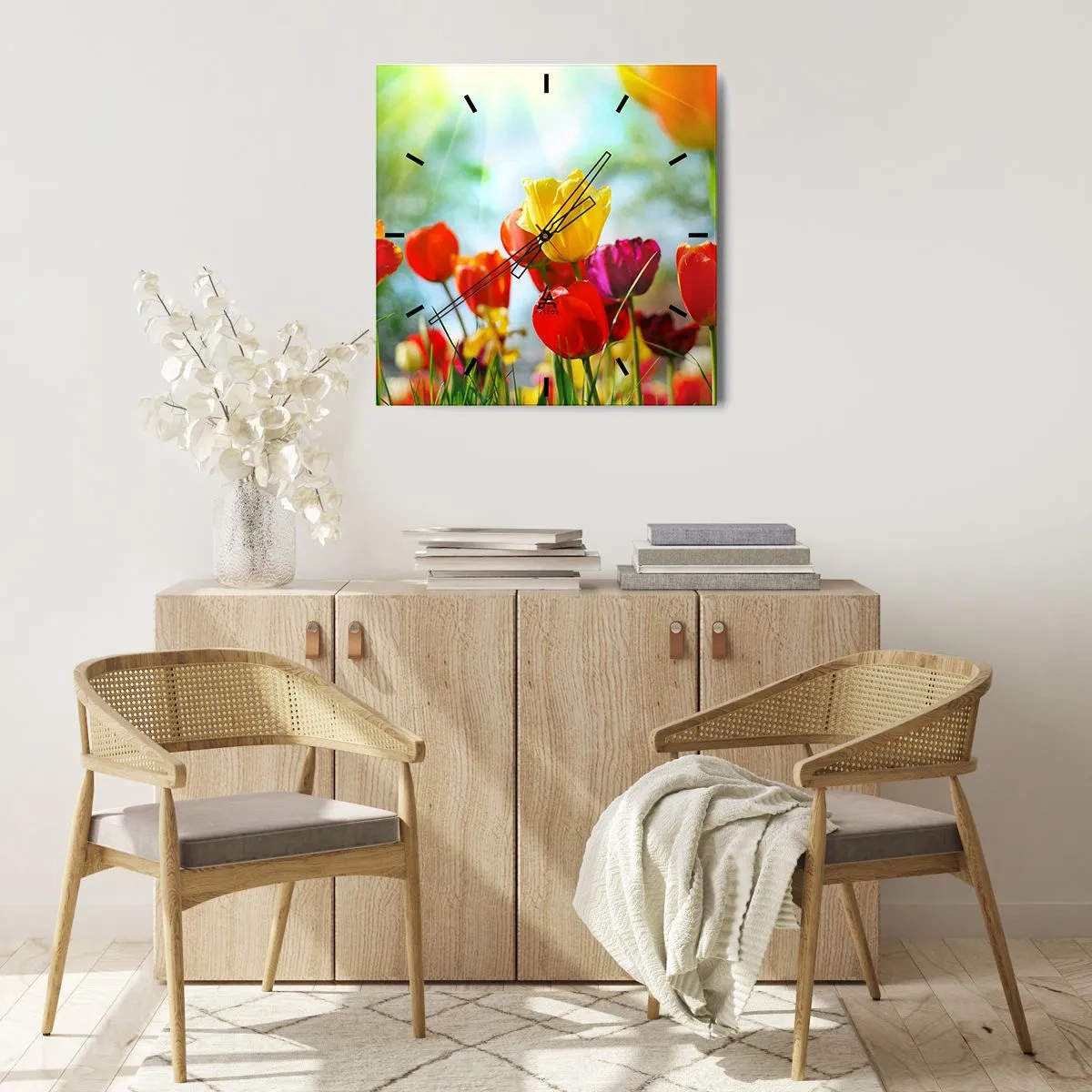 Reloj de pared - Reloj de vidrio - Todos los tonos del sol - 30x30 cm