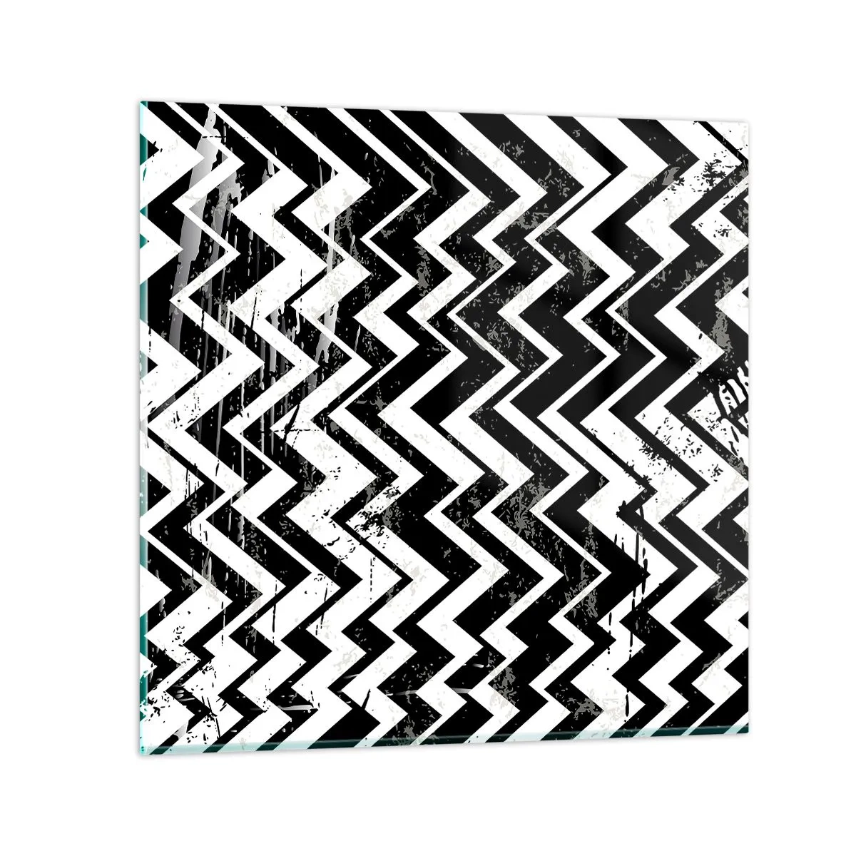 Cuadro sobre vidrio - Impresiones sobre Vidrio - Zig-blanco, zag-negro - 50x50 cm