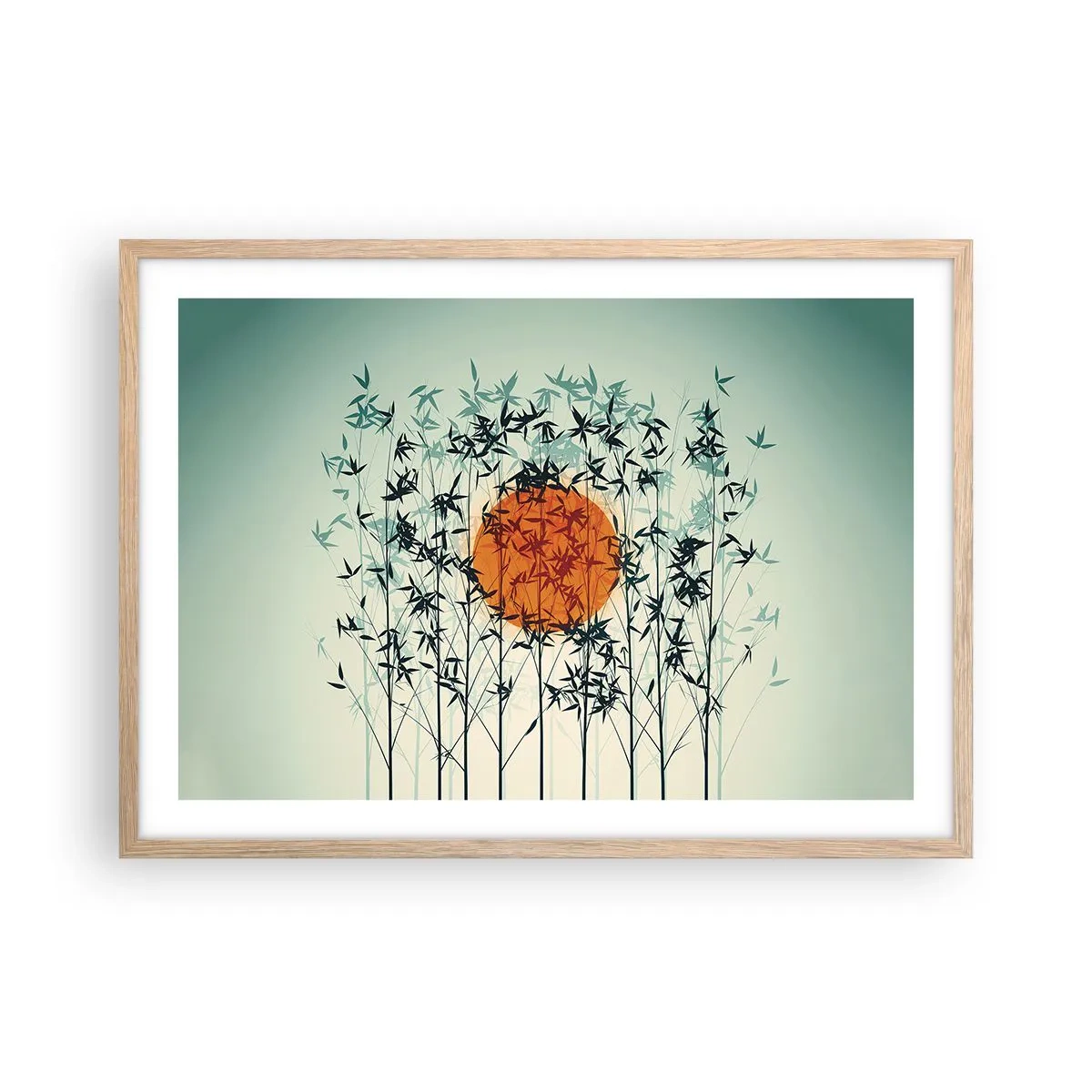 Póster en marco roble claro - El sol de Japón - 70x50 cm