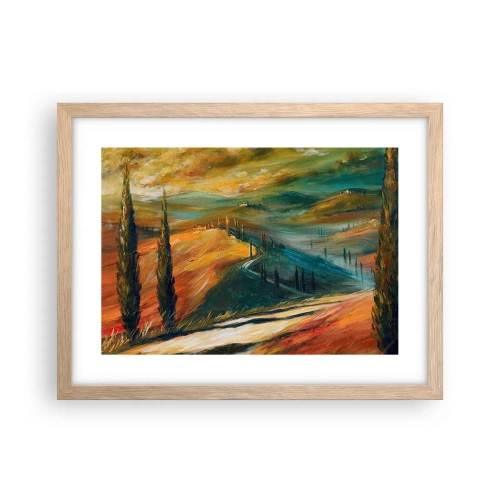 Póster en marco roble claro - Paisaje toscano - 40x30 cm