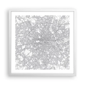 Póster en marco blanco - Un mapa del laberinto de Londres - 50x50 cm