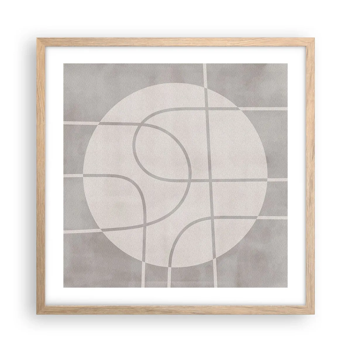 Póster en marco roble claro - Circular y rectilíneo - 50x50 cm