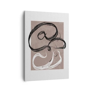 Cuadro sobre lienzo - Impresión de Imagen - Abstracción en blanco y negro sobre fondo beige. - 50x70cm - Composición: la búsqueda de la plenitud - Decoración de pared moderna para salón y dormitorio ARTTOR