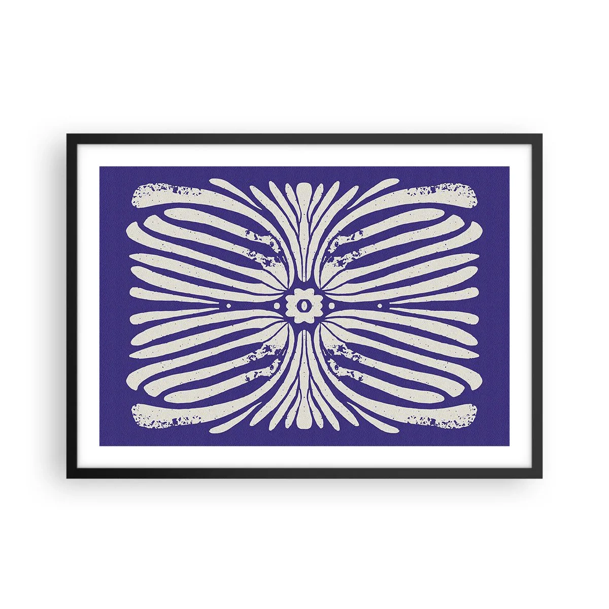 Póster en marco negro - Patrón étnico en tonos morados y blancos. - 70x50cm - Inspiraciones étnicas - Decoración de pared moderna para salón y dormitorio ARTTOR